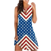 4. jula Američka zastava za ispisu za žene Pejock Plus sizene bez rukava Dan bez rukava Ispis T-majice