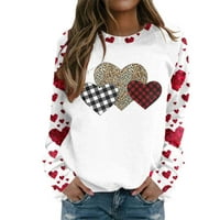 Cleariance ženski casual okrugli vrat dugih rukava pulover zaljubljenih tiskanim majicama