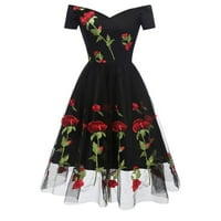 Polufalne haljine za žene Večernja zabava Vintage Rose Vez temperament V-izrez kratkih rukava kratkih