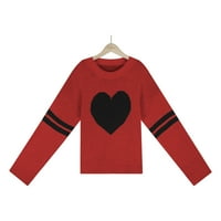 Smihono Clearence Pulover Love Heart Print Dugi rukavi Pleteni džemperi Žene plus labavi posada Crt