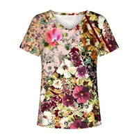 Ženska labava tiskanje Trendy cvjetni tiskani tines Dressy ljetna elegantna casual majica za žene kratki