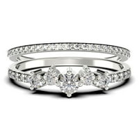 Obećaj Prsten 1. Carat Round Cut Diamond Moissite Angažman prsten za vjenčani prsten u sterlingu srebra