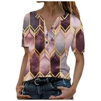 Bazyrey Womens V-izrez na vrhu Ženska kratka rukava plairana bluza Ljetna tunika Košulje Gold S