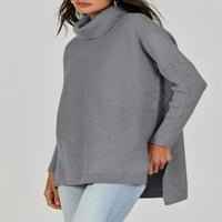 SanMadrola Prevelizirani džemperi za žene za žene jesen zimske duge batwing rukave split sljezni džemper