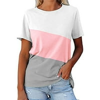 Ženske vrhove Žene Komforne majice s kratkim rukavima u boji blok Contrast Color T-majice Izrez kratkih