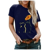 Žene casual okrugli vrat Loose Boho tiskanje kratkih rukava Ljeto Slatke grafičke majice Vrhovi Seksi