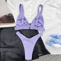 Aaiymet kupaći kostim za žene Žene rebraste prsten bikinis kupaći kostimi Push Up Solid Bikini set Ljetna
