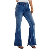 Mršave hlače za žene kruti struk modni patentni zatvarač casual srednje strukske pantalone u boji