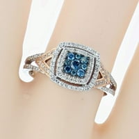 10k bijeli zlatni dijamantni prsten plavi boja dijamant 0,40ctw Art Deco Style Jedinstveni koktel prsten