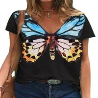 Ljetni kratki rukav V Vrećice Žene Leptir tiskani Ležerne vrhove Udobnost labava fit bluza