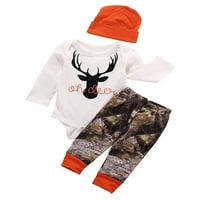 Coloptity Xmas novorođenčad dugih rukava od jelena set šešica + majica + pant