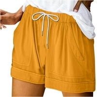 Žene ljetne kratke hlače Soild boja elastični stručni kratke hlače labavi pucnje za crtanje sa džepom