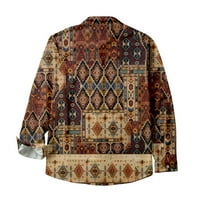 Hanas Muška modna casual gumba s dugim rukavima s dugim rukavima kardigan jakna Khaki XL