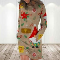 Haljina za prodaju za žene za žene s dugim rukavima Digitalni print Digel Crat izrez midi fit i flare