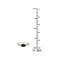 Aonejewelry 1. Karat Prirodni crni dijamant u centru i bijelim dijamantima na bočnim angažmanskim prstenom