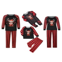 Listenwind Porodica koja odgovara Božić pidžami Vintage Red Plaid Reindeer Print Xmas PJS Muškarci Žene