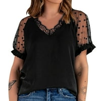 Naći za ženske majice za žene Ženske čipke kratkih rukava s majicama Ljetni vrhovi labave casual majica