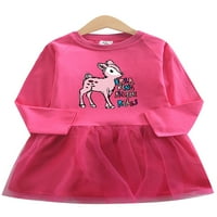 Avamo Toddler Line haljine dugih rukava haljina za zabavu posadu Spring Slatka slatka životinja otisnuta