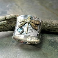 Žene Elegantni vintage Rhinestone umetnuli zmaj Dragonfly Dizajn nakita prstena