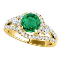 Mauli dragulji za angažovanje prstenova za žene 1. Carat Halo Emerald i dijamantski angažman prsten