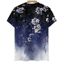 Ljetni vrhovi za žene casual s kratkim rukavima Toes majica za bluzu košulje Tunic Crew vrat cvjetni