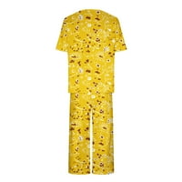Žene Ležerne prilike Pajamas Ljeto Crewneck kratki rukav Kapri hlače Lounge setovi za spavanje PJS sa