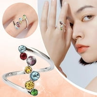 Yinguo Inlaid Okrugli kameni prstenovi za žene, prijedlog konfesija, prstenovi od nehrđajućeg čelika