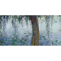 Monet, Claude Crni moderni uokvireni muzej umjetnički print pod nazivom - jutro sa plačem vrba I