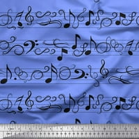 Soimoi Blue modalno satenske tkanine Notes Glazbeni instrument Dekor tkanina Široka