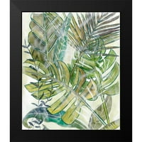 Zarris, Chariklia Crni moderni uokvireni muzej umjetnički print pod nazivom - slojevito palms II