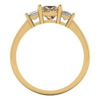 1. CT sjajna princeza Clear Simulirani dijamant 18k žuto zlato Trobotan prsten SZ 6.25