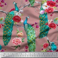 Soimoi viskoza šifonska tkanina cvjetna i paunska dekor za ptice otisnuto dvorište široko