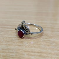 Čvrsti srebrni prsten od sterlinga za žene i djevojke, rubin prsten dragulje Jedinstven ručno izrađen