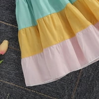 Multitraust Multitrust Baby Girl Haljina Rainbow Color Patchwork Baress haljina