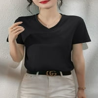 Majica Ženska majica V-izrez Casual Harajuku kratki rukav Korejska modna košulja Camiseta Feminina vrhovi