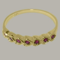 Britanci napravio 9k žuto zlato prirodno rubin ženski Obećani prsten - Opcije veličine - veličine 6