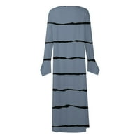 Olyvenn Ženska plaža Casual Maxi Sunderss listić Vintage Stripe Tie-Dye Kuća haljina Slit V-izrez Bluza