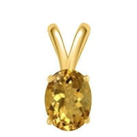 Ogrlica za angažovanje nakita za žene 1. karat ovalni citrinski privjesak 4-prong 14k žuto zlato