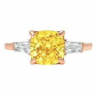 3.5ct jastuk od žutog simuliranog dijamanta 18K ružičasto zlato Angažovanje kamena prstena veličine