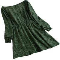 Ženske plus veličina haljine Boho Polka Dot V izrez linijski tamno zeleni 4xl