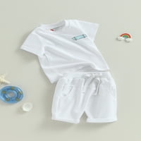 Thaisu Toddler Boy Hotsas setovi Kid Pismo Ispis majica s kratkim rukavima TOP + HORTS odijela