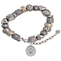 Vrpca za svjesnost silvertona - ovalna brtva srebrna tonska narukvica od kršćanske perle