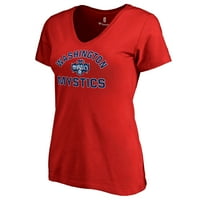 Ženska fanatika brendirana crveno Washington Mystics prekovremene majice V-izrez