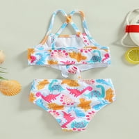 Bagilaanoe Little Girls kupaći kostimi Bikinis Set Crtani printer prsluk bez rukava + kratke hlače 2t