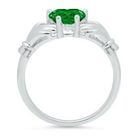 1. CT Sjajan simulirani smaragni 14K bijeli zlatni pasijans, obložen prsten od 5.5