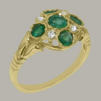 Britanci napravili tradicionalni čvrsti 9K žuti zlatni prsten s prirodnim smaragdnim i dijamantnim ženskim
