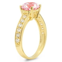 2.18ct okrugli rez ružičasti simulirani dijamant 14k žuti zlatni godišnjički angažman prsten veličine