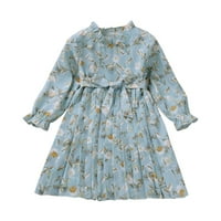 Rovga Toddler Djevojka haljina djevojka casual haljina Ljetni schoop vrat dugih rukava cvjetna cvijeća