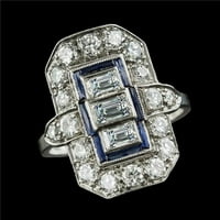 6. CT Smaragd stari rudnik Blue Sapphire Stone stil dijamantski prsten, veličina 6.5