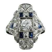 Lroplie prstenovi za žene djevojke pretjerane lagani luksuzni Topaz Sapphire uzorak šuplje prsten pokloni
